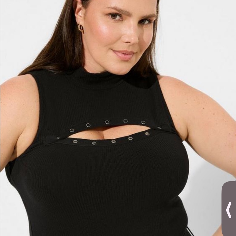 Torrid Black Sleeveless Top with Metal Accents